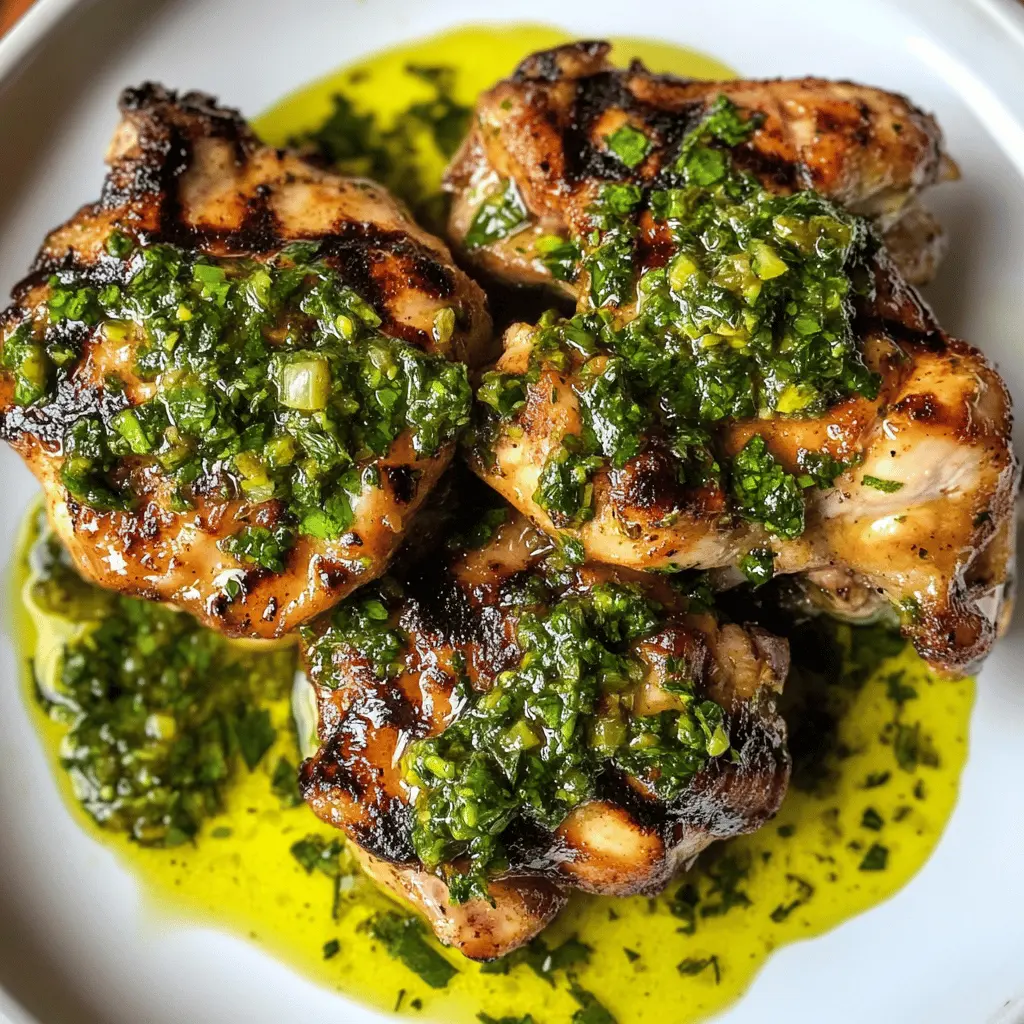 Juicy Chimichurri Chicken Thighs are perfect for any dinner table! This flavorful dish features tender chicken marinated in a vibrant mix of garlic, parsley, and oregano for a zesty kick. Easy to prepare and grill or bake, it's an ideal recipe for family gatherings or a cozy night in. Save this pin for your next meal planning!
