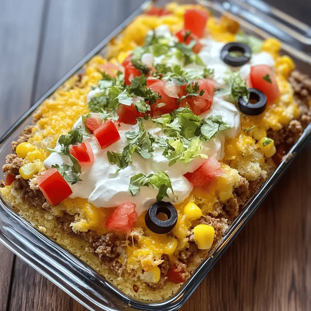 Get ready for a cozy meal with this Cornbread Taco Bake! Bursting with flavors from seasoned ground beef, zesty spices, and a fluffy cornbread topping, it's a dish the whole family will love. Perfect for weeknight dinners or gatherings, this recipe is a tasty twist on traditional tacos. Save this pin to try this crowd-pleaser at your next family meal!