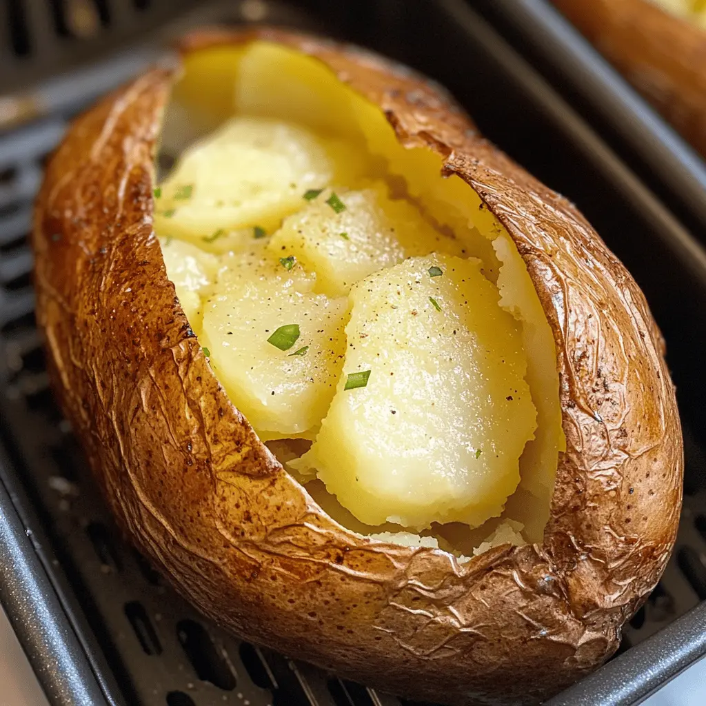 Enjoy the perfect side dish with these Crispy Air Fryer Baked Potatoes! Golden and crunchy on the outside, fluffy on the inside, these potatoes are a game-changer for any meal. The easy prep and quick cooking time make them a must-try! Save this recipe for your next family dinner or BBQ and impress your guests with this deliciously simple dish!