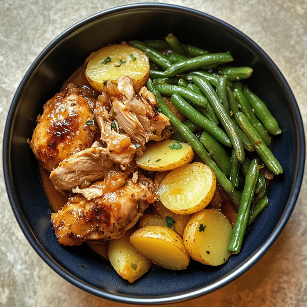 Warm up your dinner with this easy Crockpot Chicken, Potatoes, and Green Beans recipe! Tender chicken simmers with hearty potatoes and fresh green beans for a comforting meal that's perfect any night of the week. Save this pin for busy days when you want a home-cooked meal with minimal effort. Perfect for family dinners or cozy get-togethers!