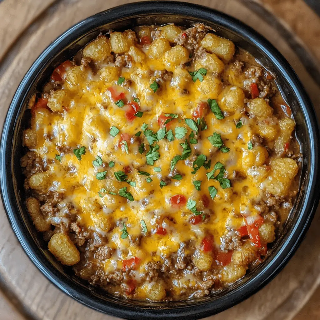 Get ready for a cozy dinner with this Crockpot Tex Mex Tater Tot Casserole! Packed with seasoned ground beef, black beans, and melty cheese, it's a fiesta in a dish. Perfect for busy weeknights or casual gatherings, this recipe is sure to please everyone at the table. Save this pin and bring some fiesta flair to your next meal!