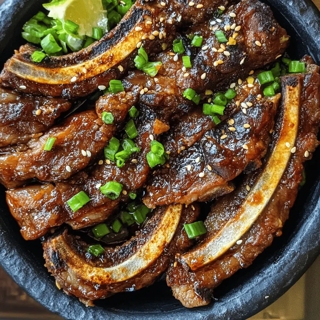 These tender Galbi Korean Grilled Flanken Ribs are packed with flavor from a sweet and savory marinade made with soy sauce, garlic, and sesame oil. Perfect for a summer barbecue or a cozy dinner at home. Save this recipe for a delicious twist on traditional ribs that everyone will love! Enjoy with rice or kimchi for a complete meal.