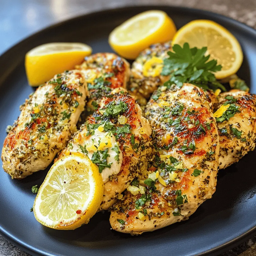 Juicy grilled chicken breasts infused with zesty lemon and fragrant garlic make for a simple yet delicious dish! Perfect for summer barbecues or weeknight dinners, this recipe highlights fresh flavors and is sure to please everyone at the table. Save this pin for a tasty meal that’s easy to prepare any day of the week!