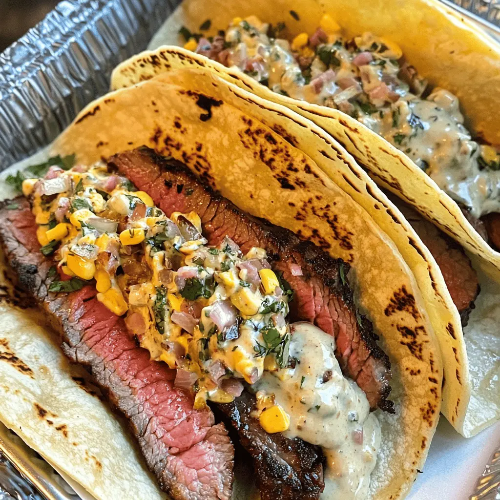These Grilled Steak Elote Tacos bring a delicious twist to your taco night! Tender steak, smoky grilled corn, and flavorful toppings come together for a tasty bite. Perfect for summer gatherings or a cozy dinner at home. Save this recipe to enjoy a fiesta of flavors any time! 🌮🔥