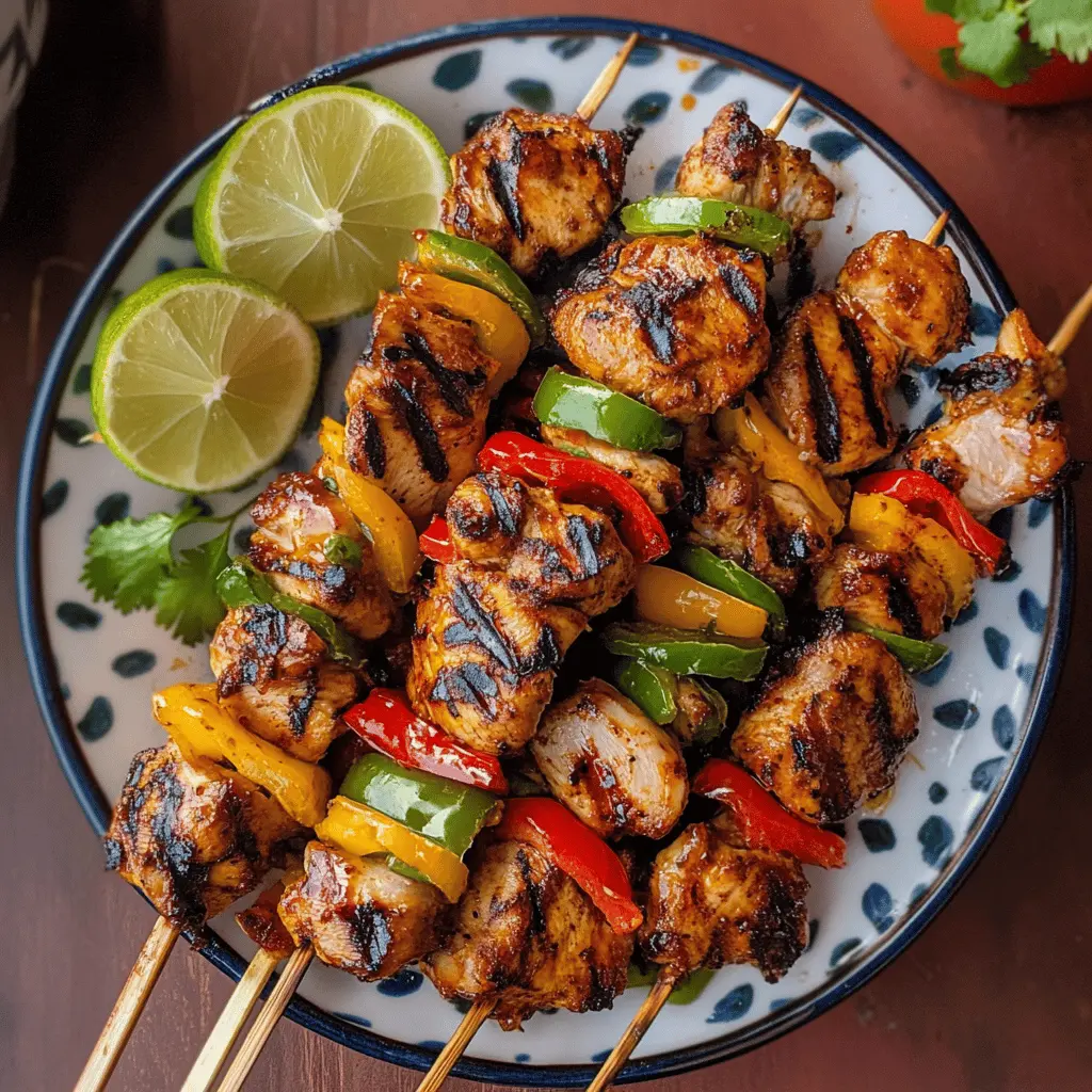 Get ready for a flavor-packed treat with these Mexican Barbecue Chicken Skewers! Juicy chicken pieces marinated in a zesty blend of spices and lime, grilled to perfection. Perfect for BBQs, picnics, or a quick dinner idea. Save this recipe to impress your friends and family at your next gathering!