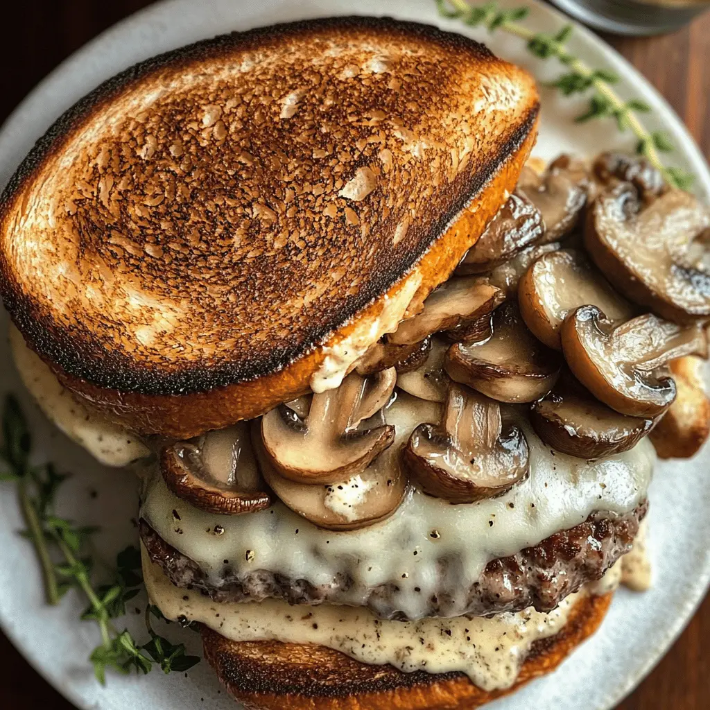 Warm, gooey Mushroom Swiss Patty Melt is the perfect blend of flavors that will make your taste buds dance! Juicy beef patties topped with sautéed mushrooms and melted Swiss cheese, all grilled between two slices of buttery bread. It's an easy dish to whip up for dinner or a cozy gathering. Don’t forget to save this recipe for when you want a hearty meal that satisfies and delights!