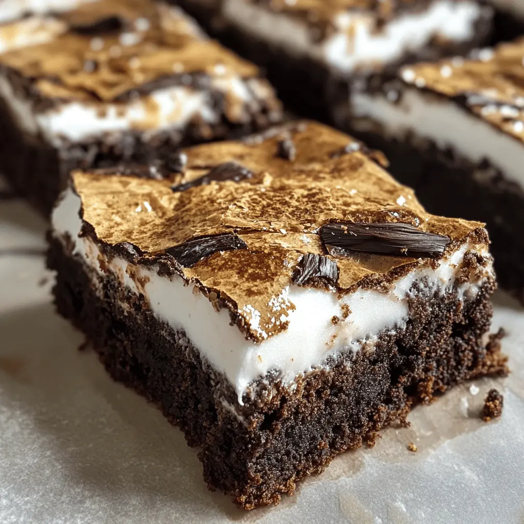 These S'mores Brownies with Vanilla Bean Marshmallow are a dreamy treat combining rich chocolate brownies, creamy vanilla bean marshmallow, and crunchy graham crackers. Perfect for parties, camping nights, or a cozy dessert at home! Save this recipe to try it out later and impress your friends with this gooey, delicious dessert! 🏕️🍫🍰