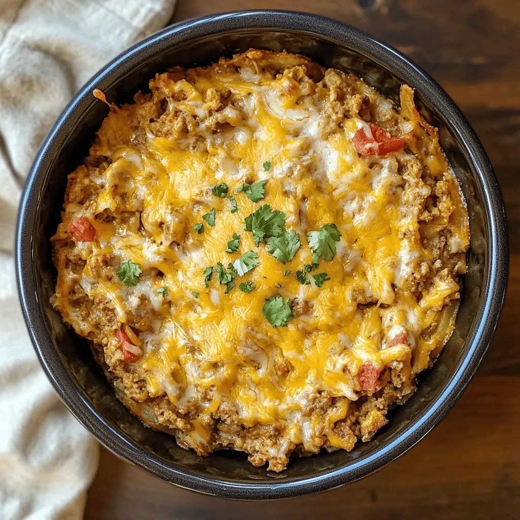 This Taco Crock Pot Hashbrown Casserole is a fun twist on the classic comfort dish! Packed with zesty flavors and loaded with crispy hashbrowns, seasoned meat, and cheesy goodness, it's perfect for busy weeknights. Just toss everything in your slow cooker and enjoy a satisfying meal without the fuss. Save this recipe for your next family gathering or game day feast!