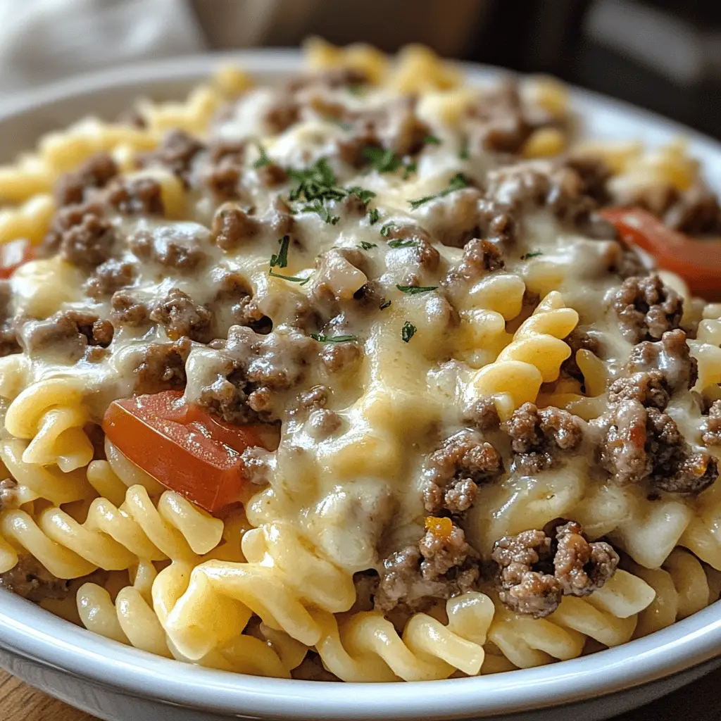 Easy Loaded Cheeseburger Alfredo Pasta Recipe