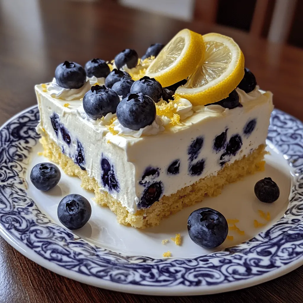 Easy No-Bake Lemon Blueberry Cream Cake