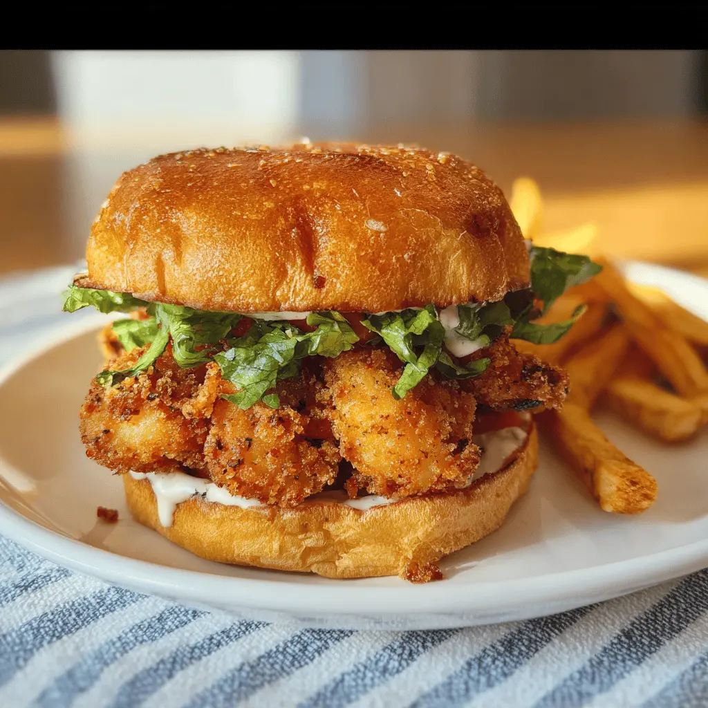 Easy Crispy Fried Shrimp Burger Recipe