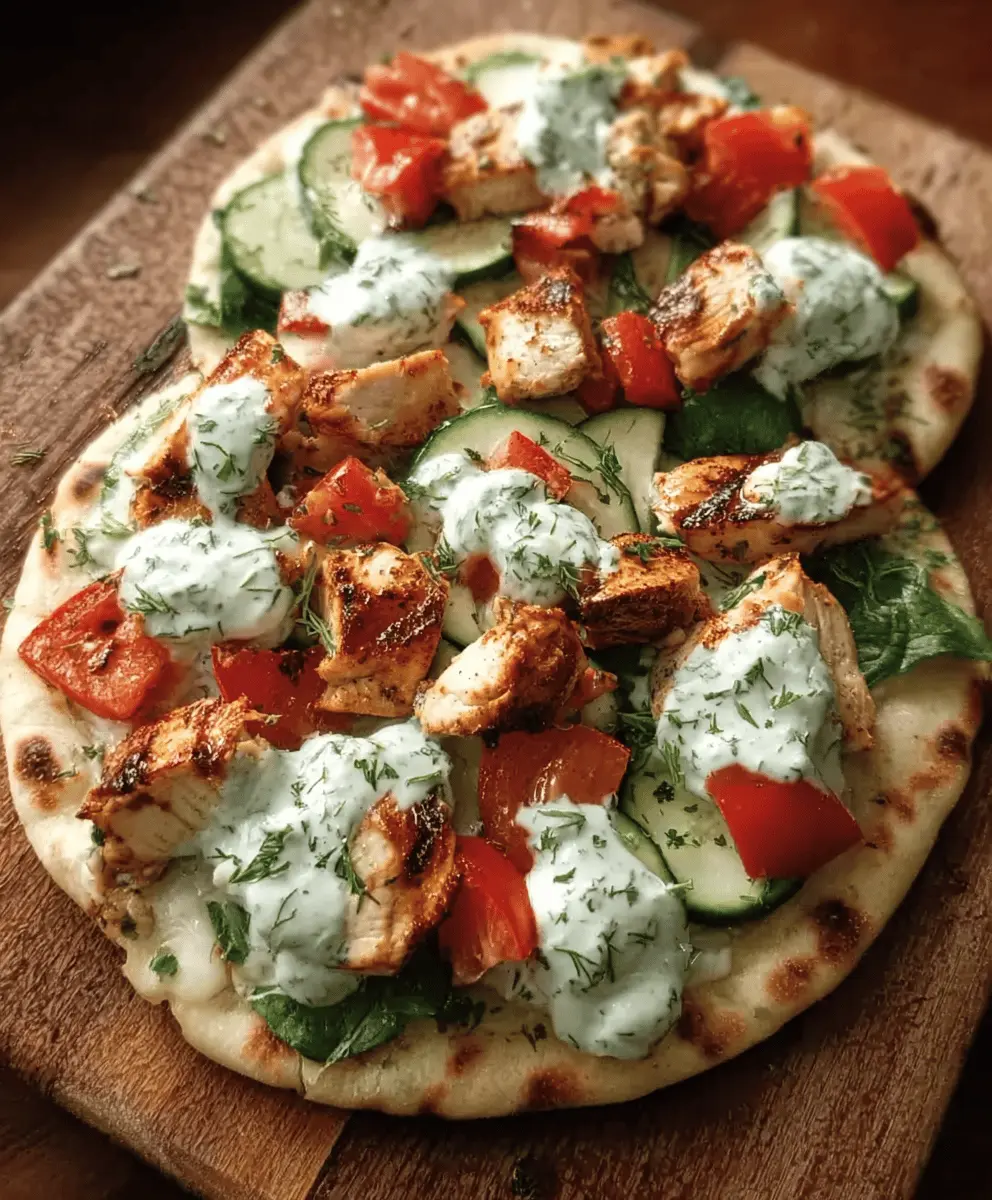 Easy Tzatziki Chicken and Veggie Naan Pizza