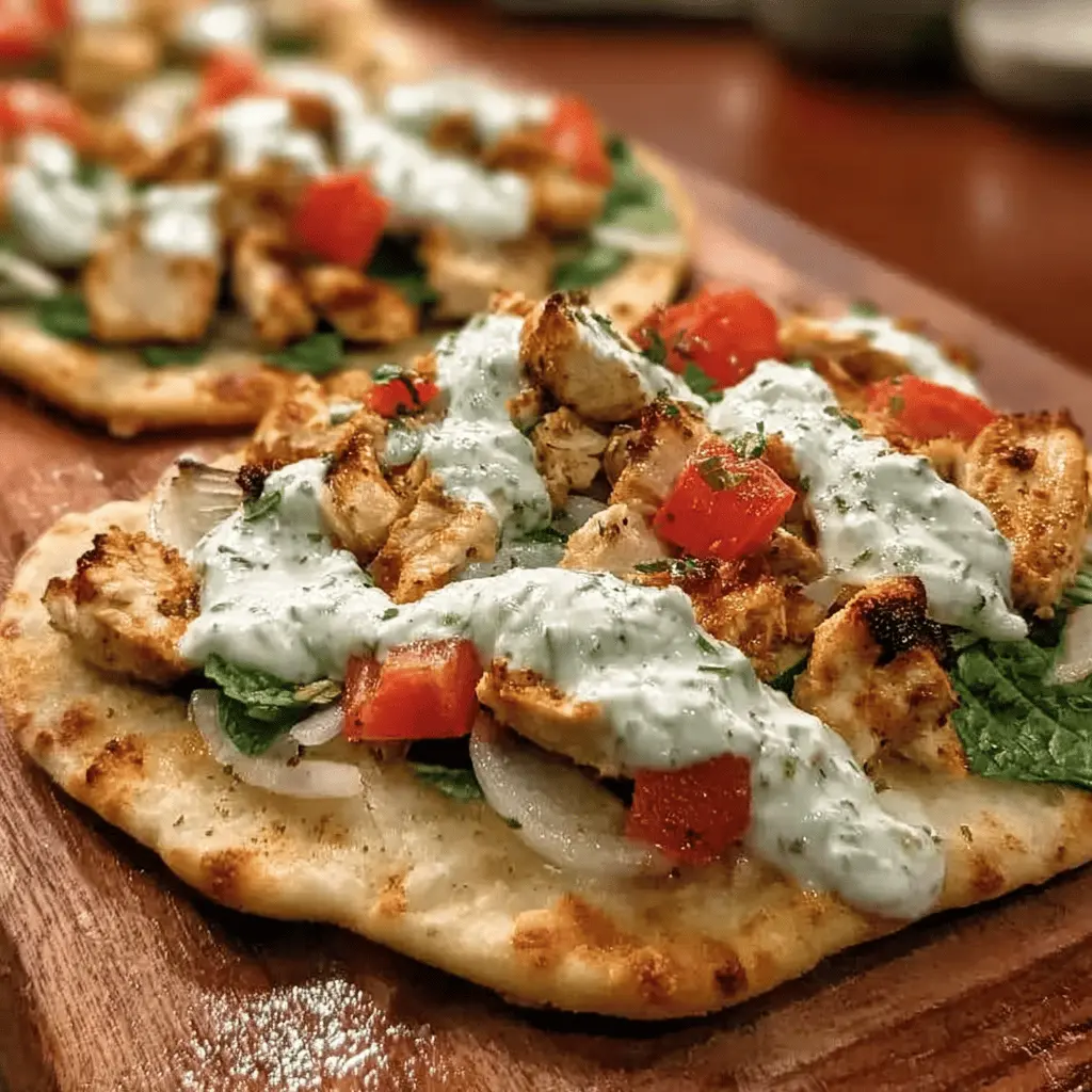 Easy Tzatziki Chicken and Veggie Naan Pizza
