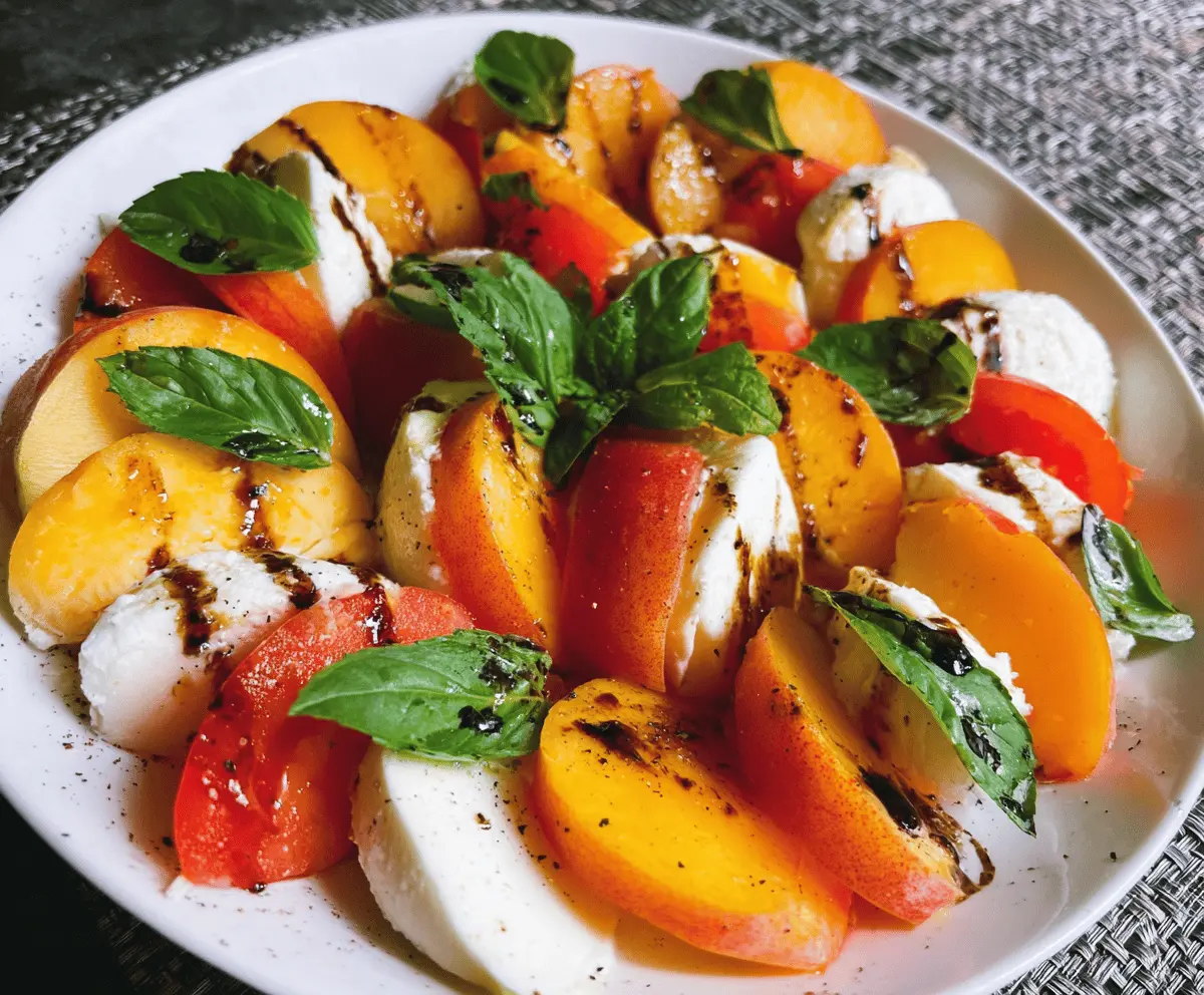 Easy Peach Caprese Salad with Fresh Mozzarella