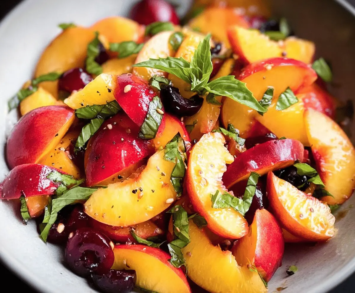 Fresh Honey Lime Peach Basil Fruit Salad Recipe