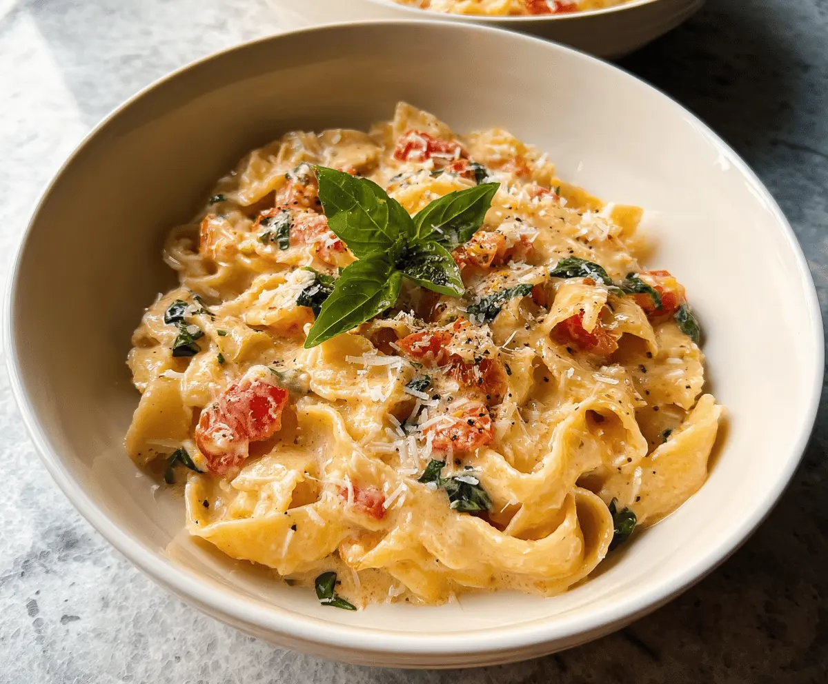 Easy Creamy Basil Tomato Pasta Recipe