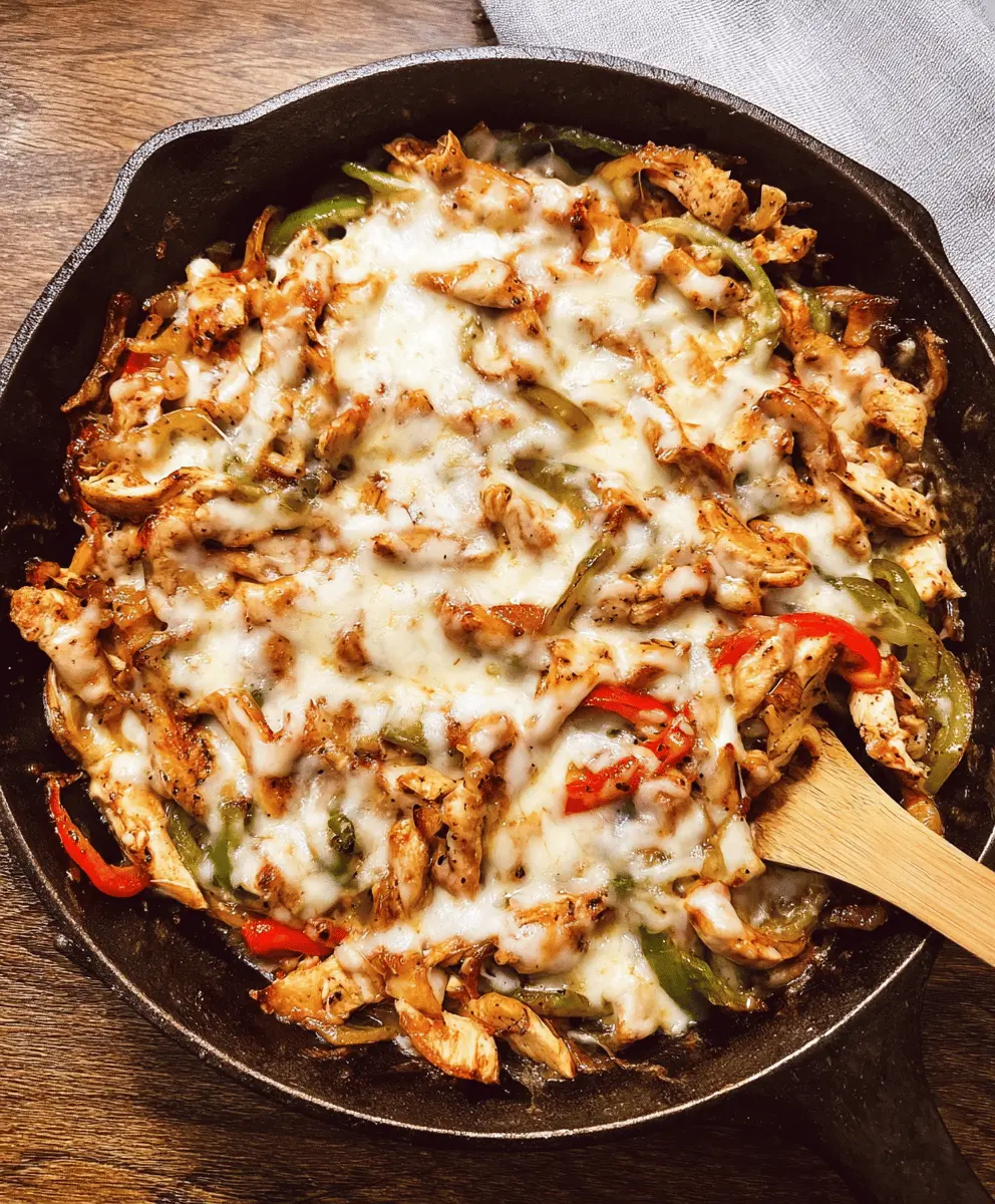 Easy Cheesy Chicken Cheesesteak Skillet Recipe