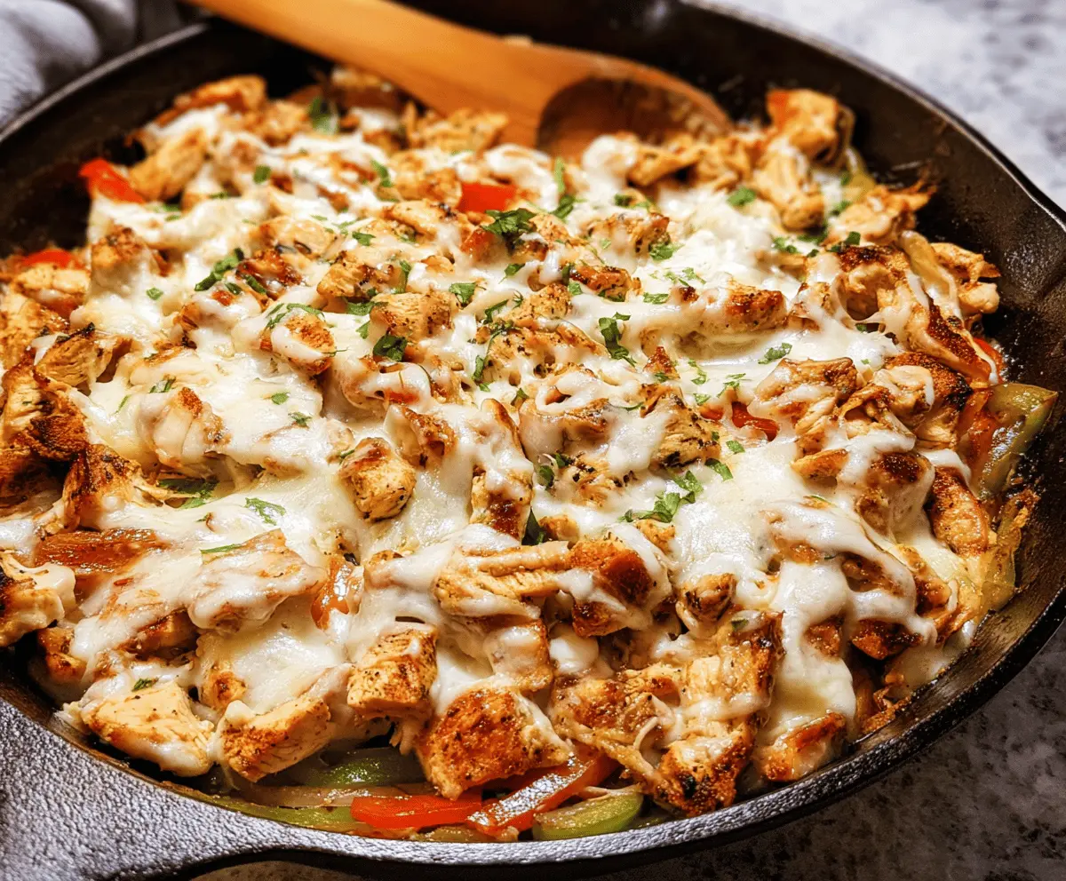 Easy Cheesy Chicken Cheesesteak Skillet Recipe