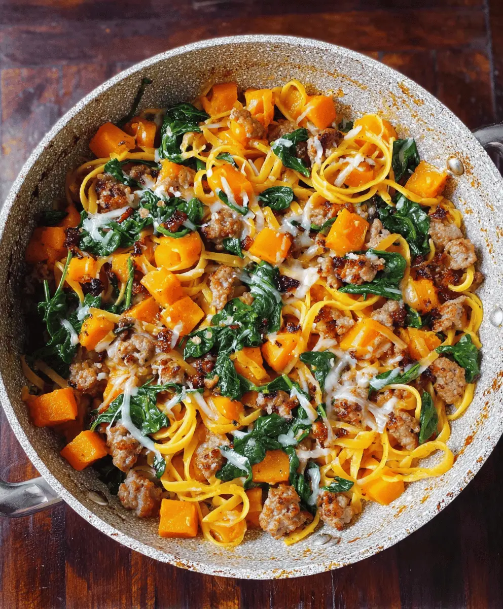 Creamy Butternut Squash Pasta with Sausage and Spinach