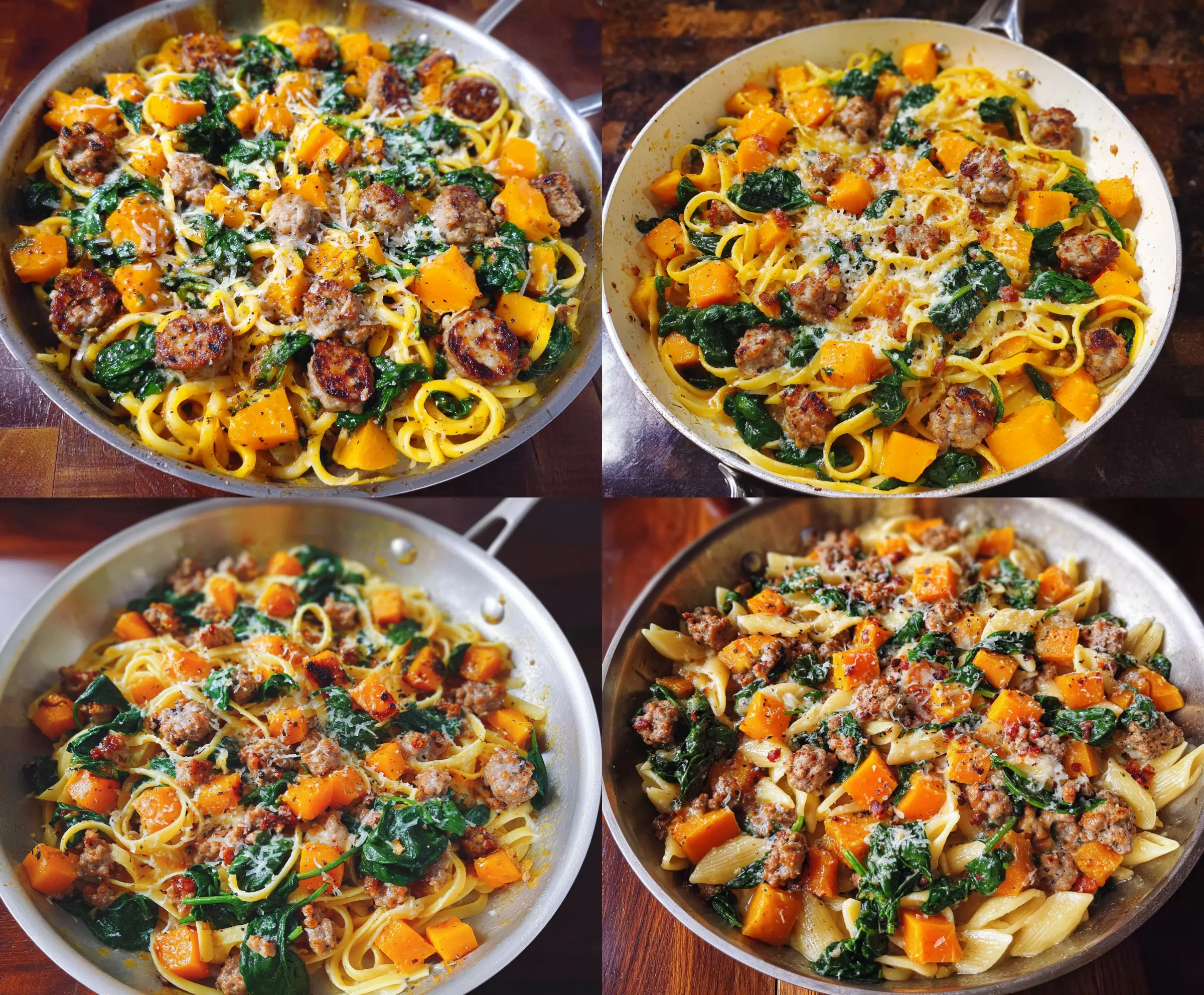 Creamy Butternut Squash Pasta with Sausage and Spinach