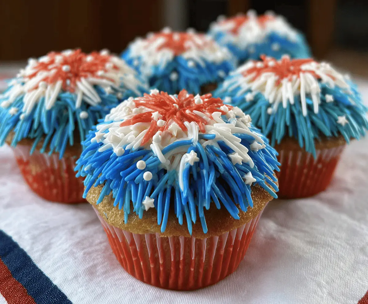 Easy Fireworks Cupcakes for Summer Celebrations