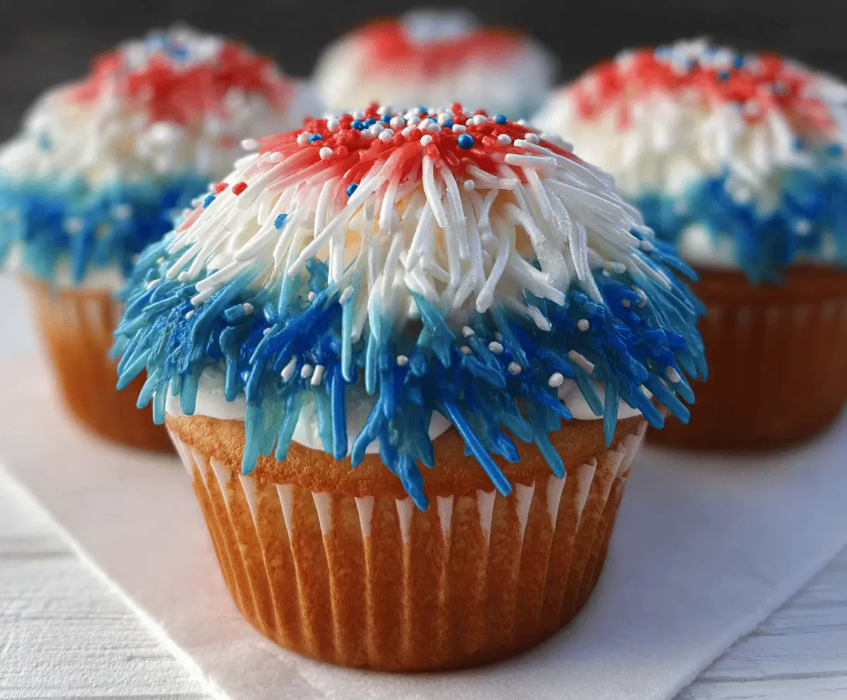 Easy Fireworks Cupcakes for Summer Celebrations