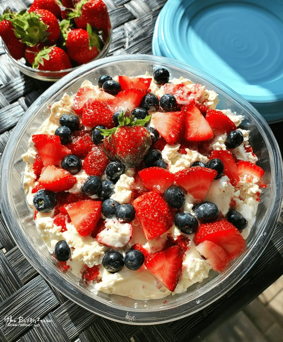 Easy Red White and Blue Cheesecake Salad Recipe