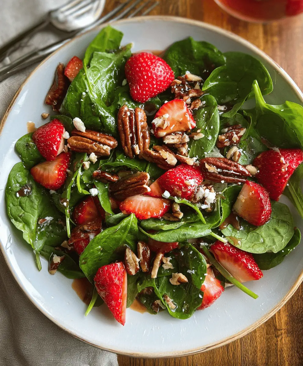 Fresh Spinach Strawberry Salad With Crunchy Pecans