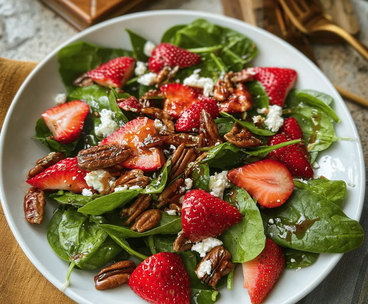 Fresh Spinach Strawberry Salad With Crunchy Pecans