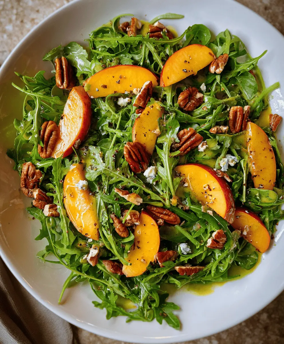 Fresh Arugula Salad With Peach And Pecan Crunch