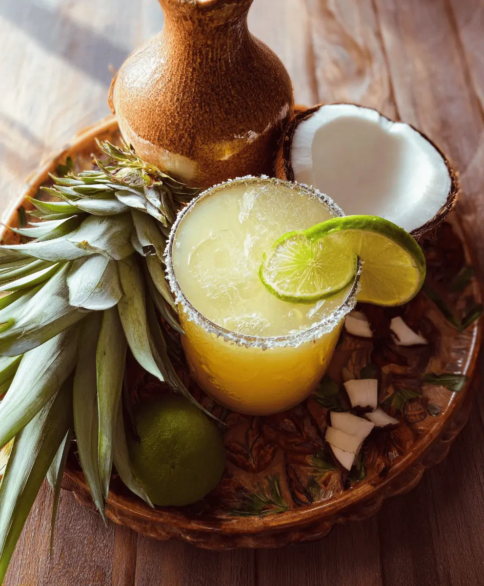 Tropical Hawaiian Margarita with Pineapple & Coconut