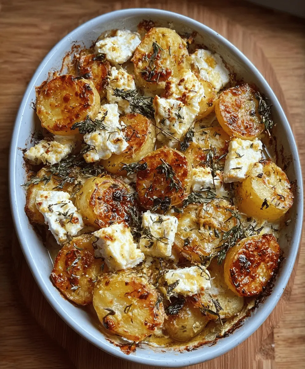 Easy Baked Feta Potatoes with Garlic and Herbs