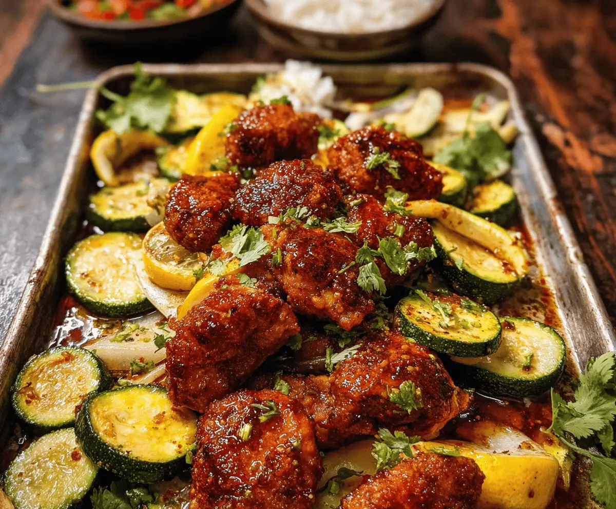 Easy Sheet Pan Honey Garlic Chicken and Zucchini