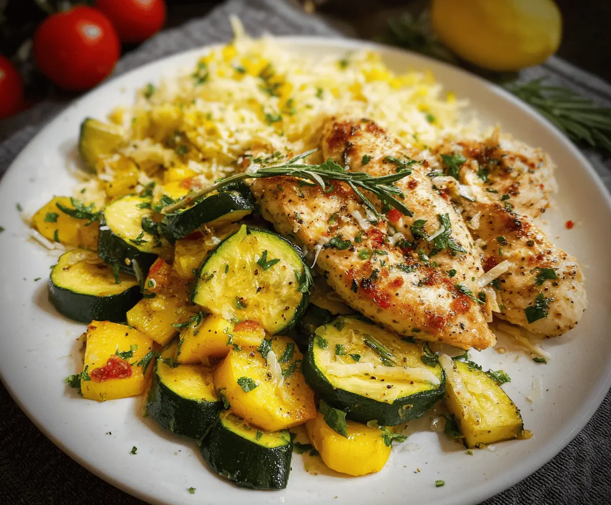 Easy Chicken Breast with Zucchini and Squash Dinner