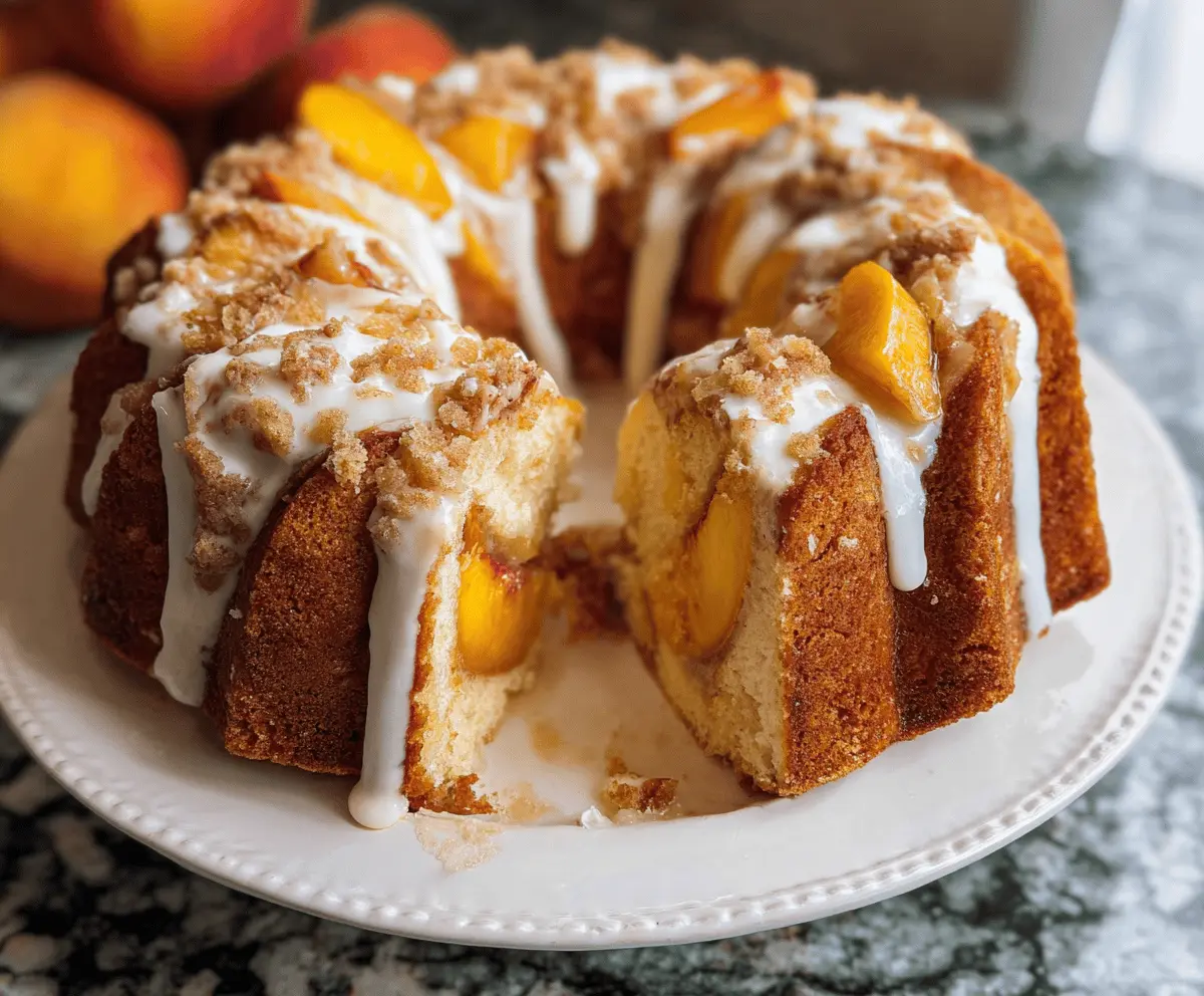 Easy Cream Cheese Peach Cobbler Pound Cake Recipe