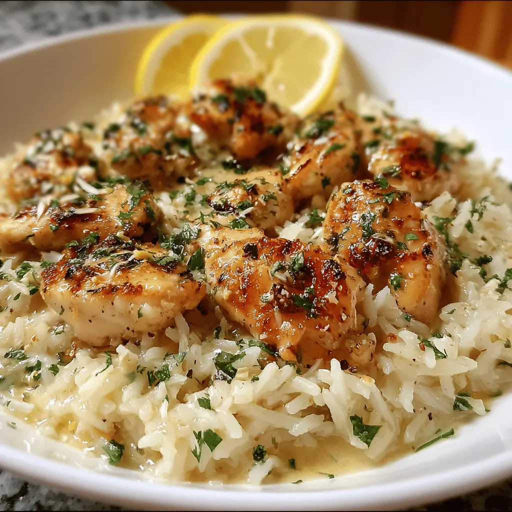 Easy Chicken Scampi with Garlic Parmesan Rice