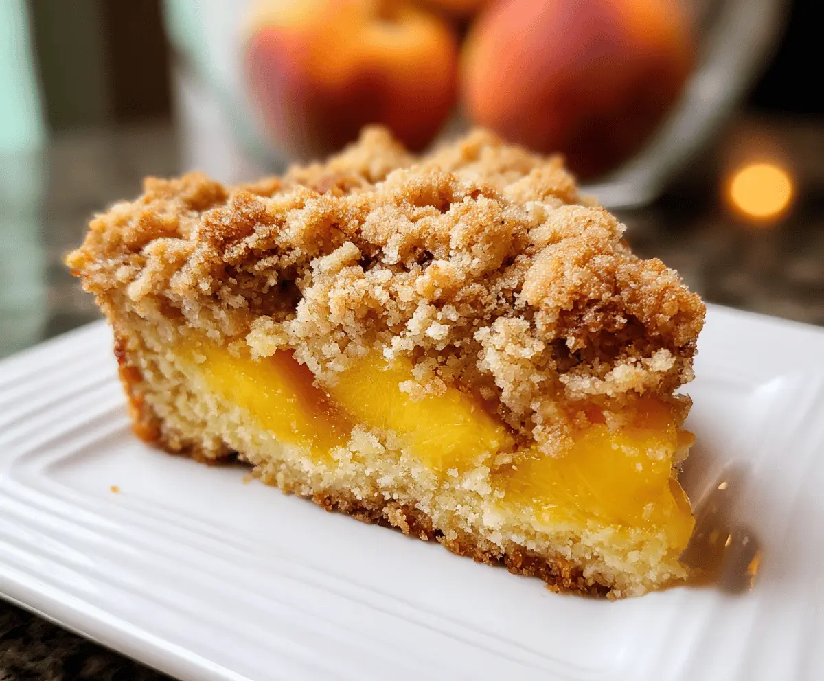 Southern Peach Crumb Cake With Sweet Cinnamon Topping