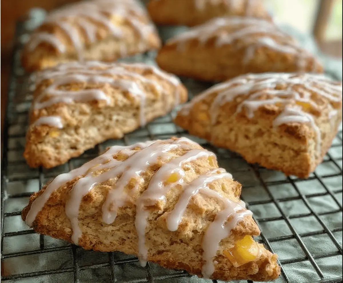 Easy Peach Pie Scones With Vanilla Glaze