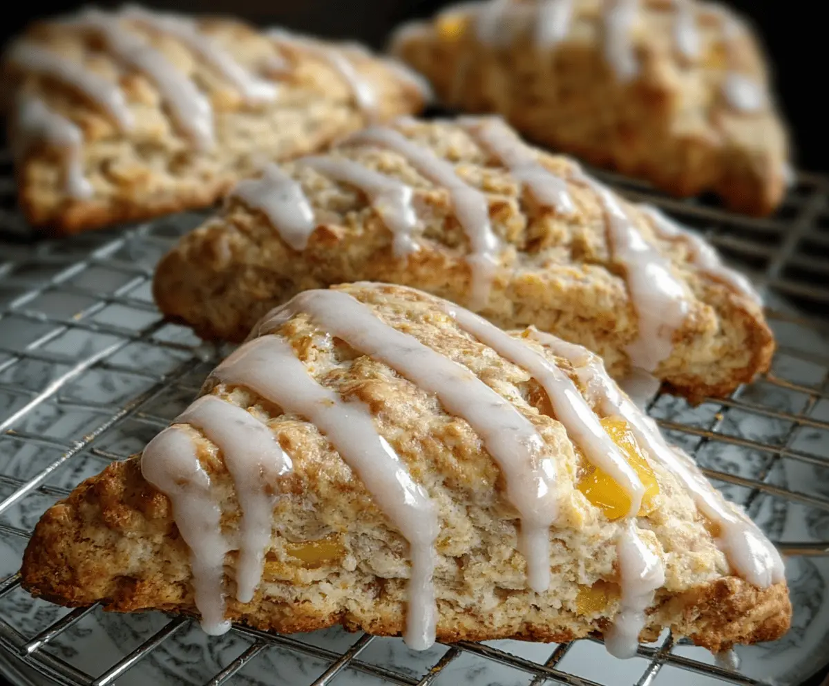 Easy Peach Pie Scones With Vanilla Glaze