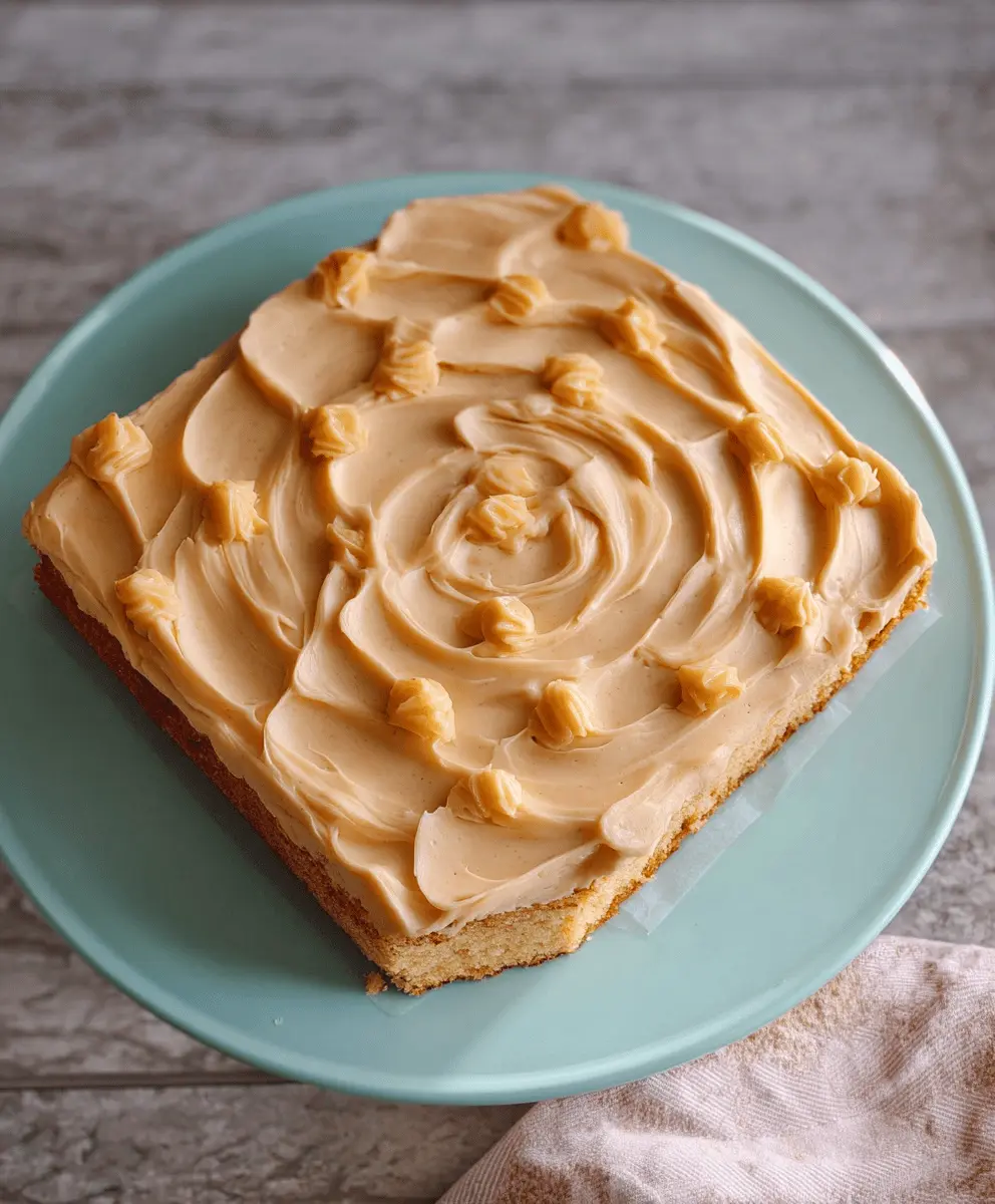 Moist Peach Cake with Brown Sugar Frosting