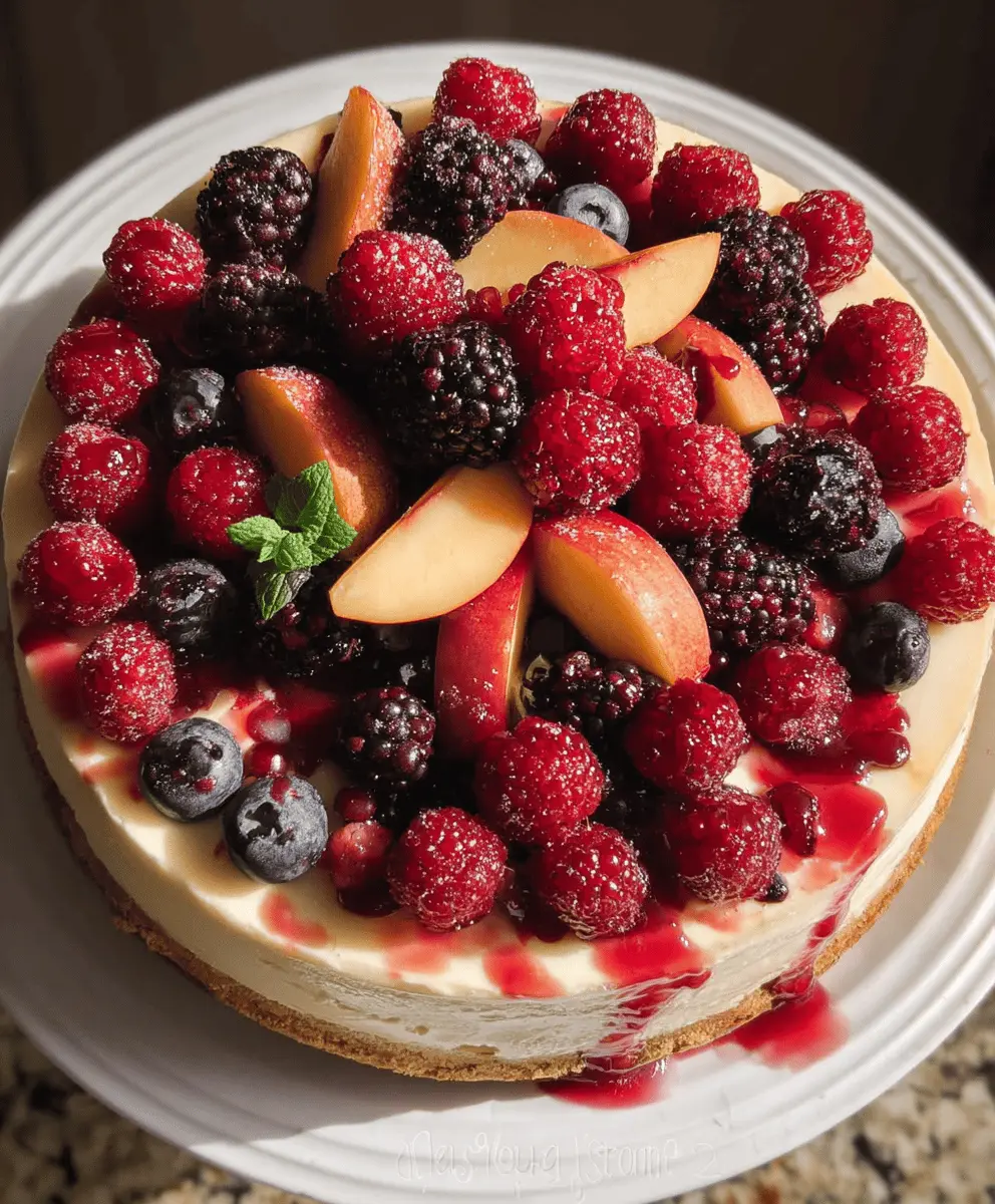 Easy Summer Berry and Peach Cheesecake Recipe