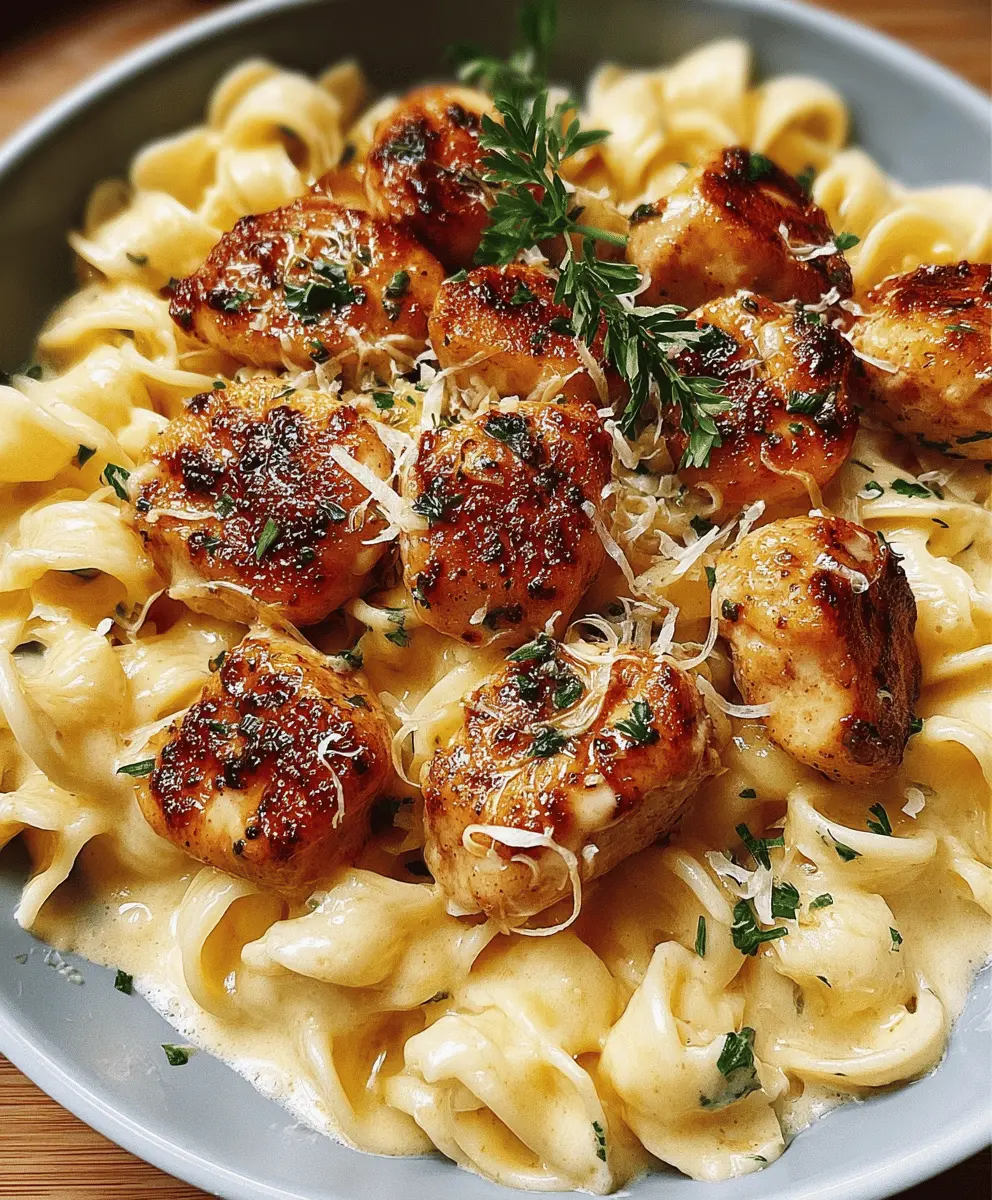 Garlic Butter Chicken Bites with Creamy Parmesan Pasta