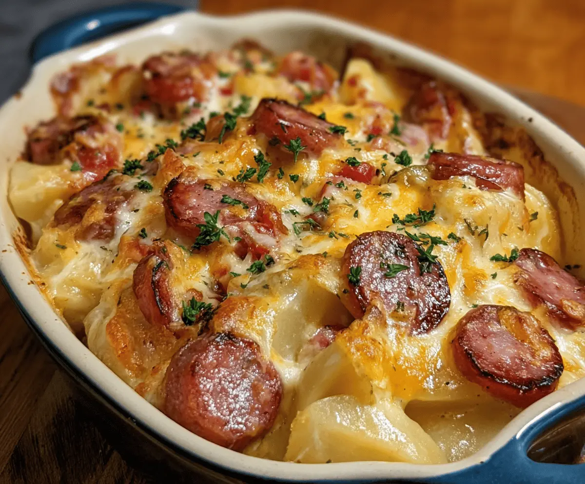 Easy Crockpot Pierogi Casserole with Kielbasa
