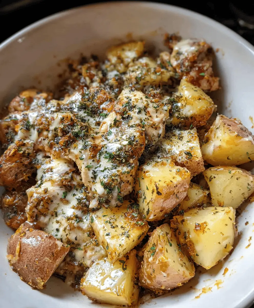 Easy Crockpot Garlic Parmesan Chicken and Potatoes