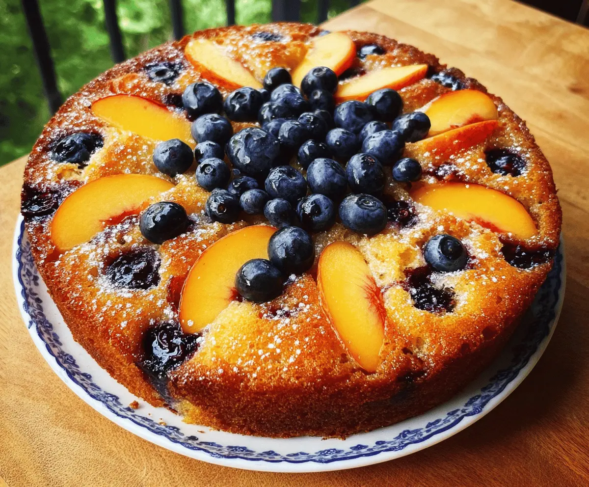 Healthy Peach and Blueberry Greek Yogurt Cake Recipe