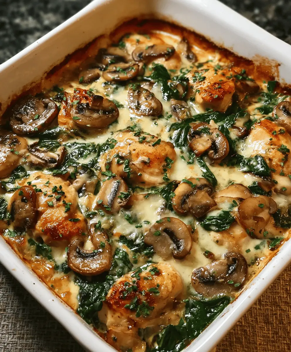 Easy Low-Carb Chicken Spinach Mushroom Bake