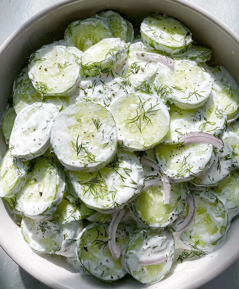 Easy Creamy Cucumber Salad Recipe