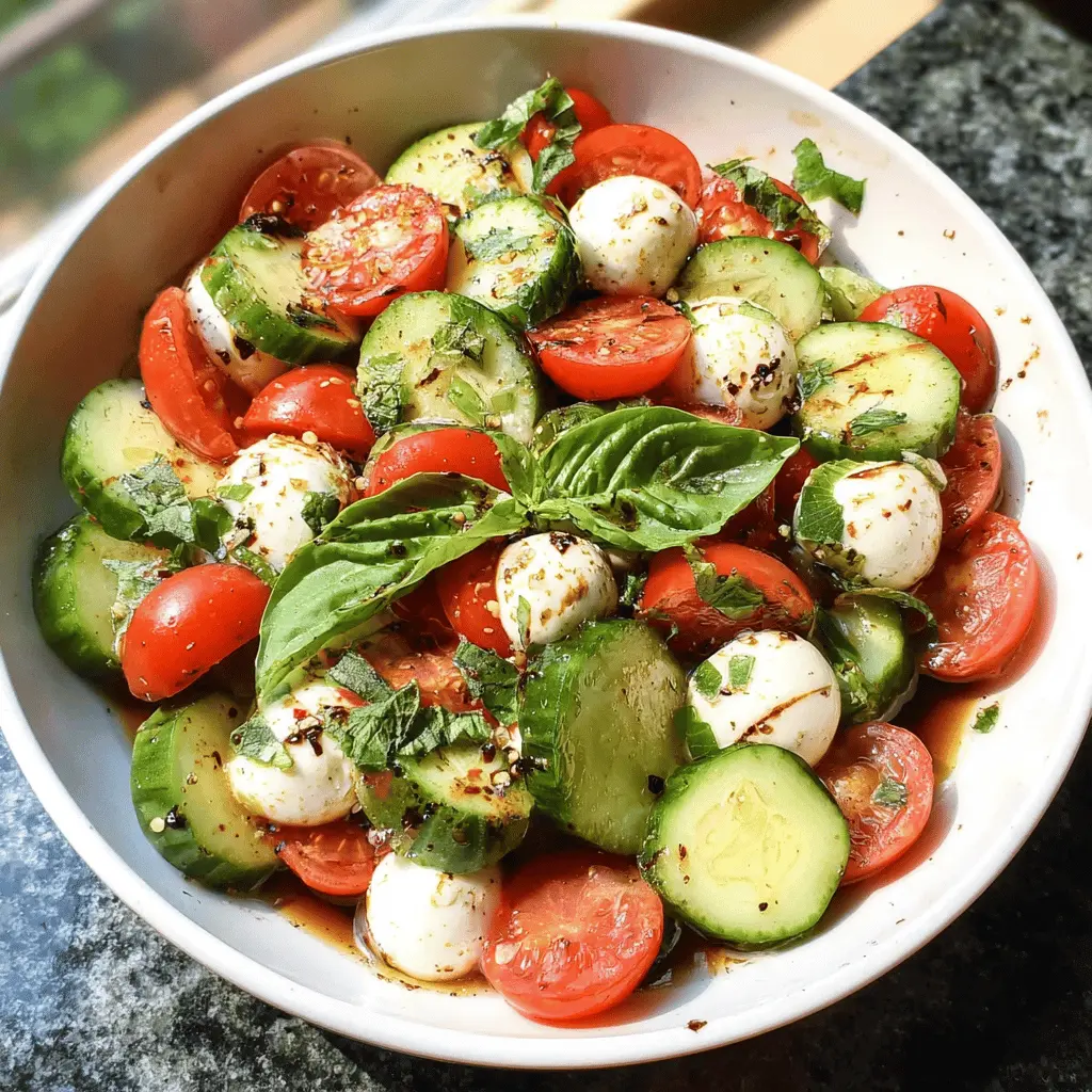 Fresh Cucumber Caprese Salad with Zesty Basil