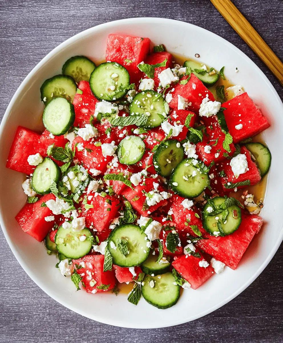 Refreshing Watermelon Cucumber Salad with Feta