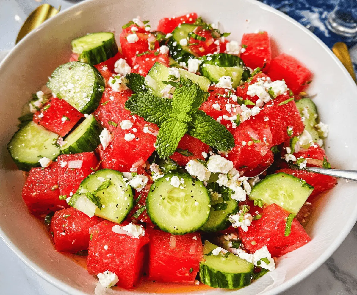 Refreshing Watermelon Cucumber Salad with Feta